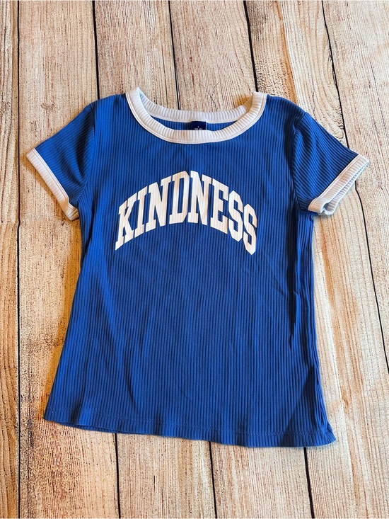 Old Navy Other - Old Navy Girls Kindness Ribbed Ringer Tee Blue White L 10-12